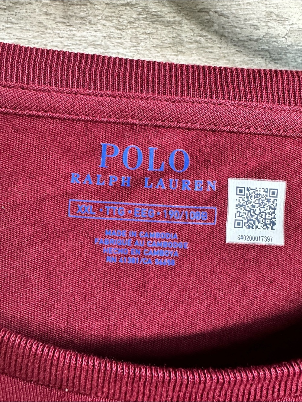 NWT Polo Ralph Lauren Maroon Crewneck T-Shirt Blue Pony XXL - Picture 3 of 14